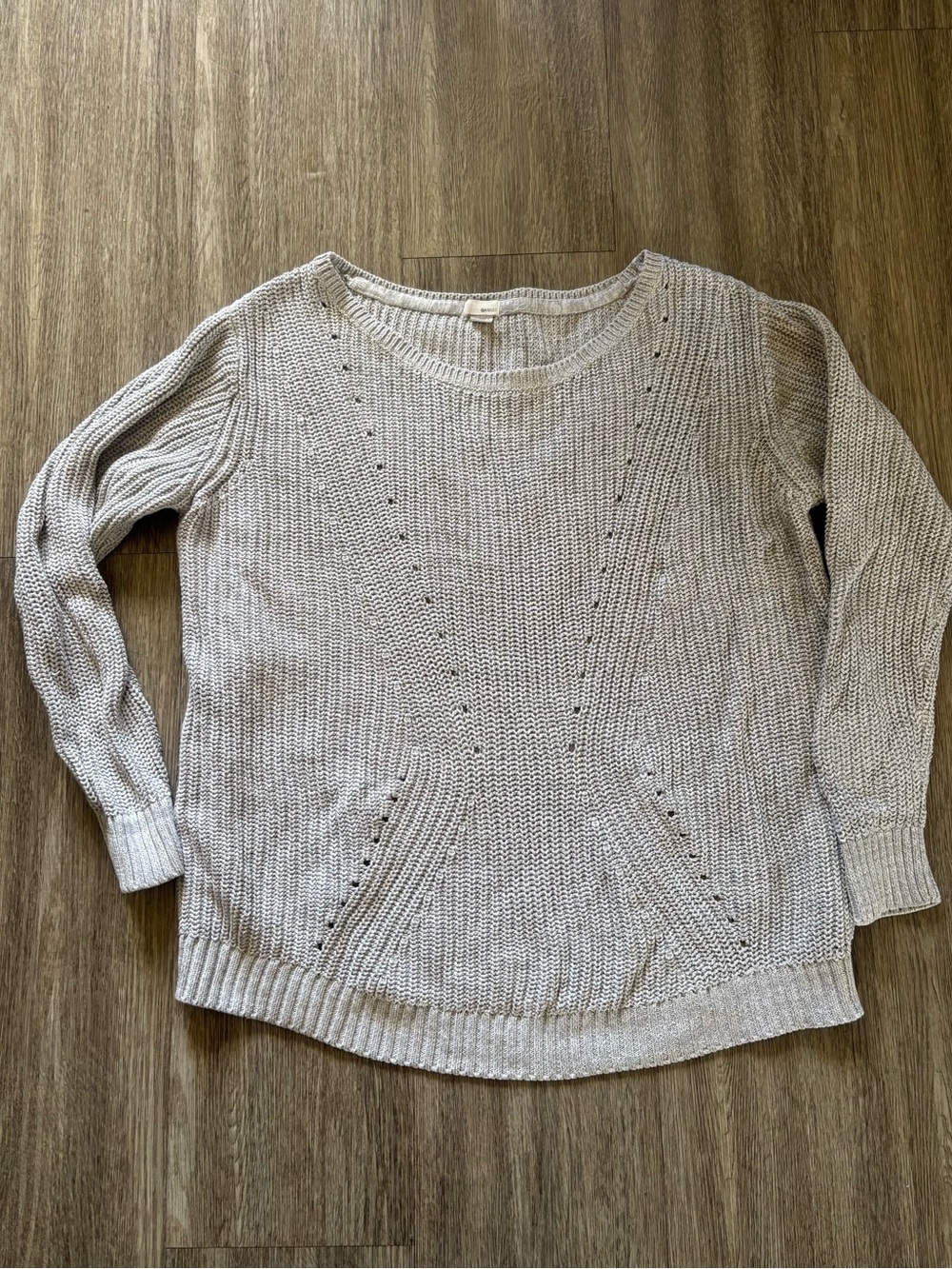 Garage Light Gray Open-Knit Crewneck Sweater